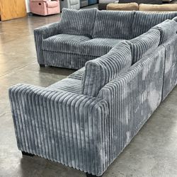 4-Piece Sectional Set One-Arm Loveseat x 2 + Corner Wedge + Armless Chair  Color: Dark Gray.  Sofa Seccional De 4 Piezas Color Gris