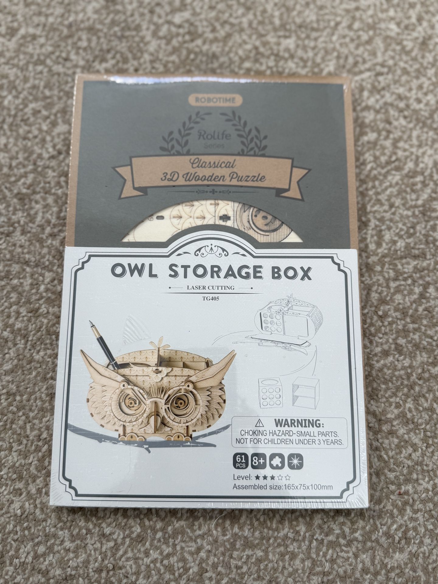 New 3D Wooden Puzzle Owl Storage Box DIY Gift Teens Kids Adult