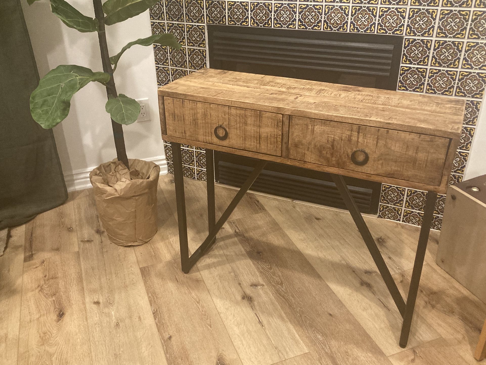 Solid Wood & Iron Console/Entry/Hall Table 