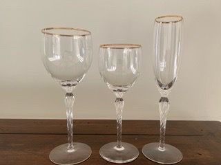 Lenox Gold Rimmed 20 Wine Glasses & 12 Champagne Flutes