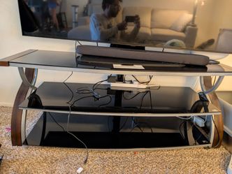 Whalen 54" 3-in-1 TV Stand - Brown Cherry / Glass - Like New!