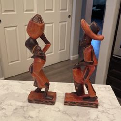 Haitian Wooden Carved Figurines Statues