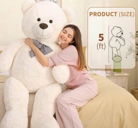 5 Foot  White Teddy Bear Brand New
