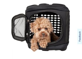 Pet Life Black Circular Shelled Perforate Collapsible Military Grade Transporter Pet Carrier