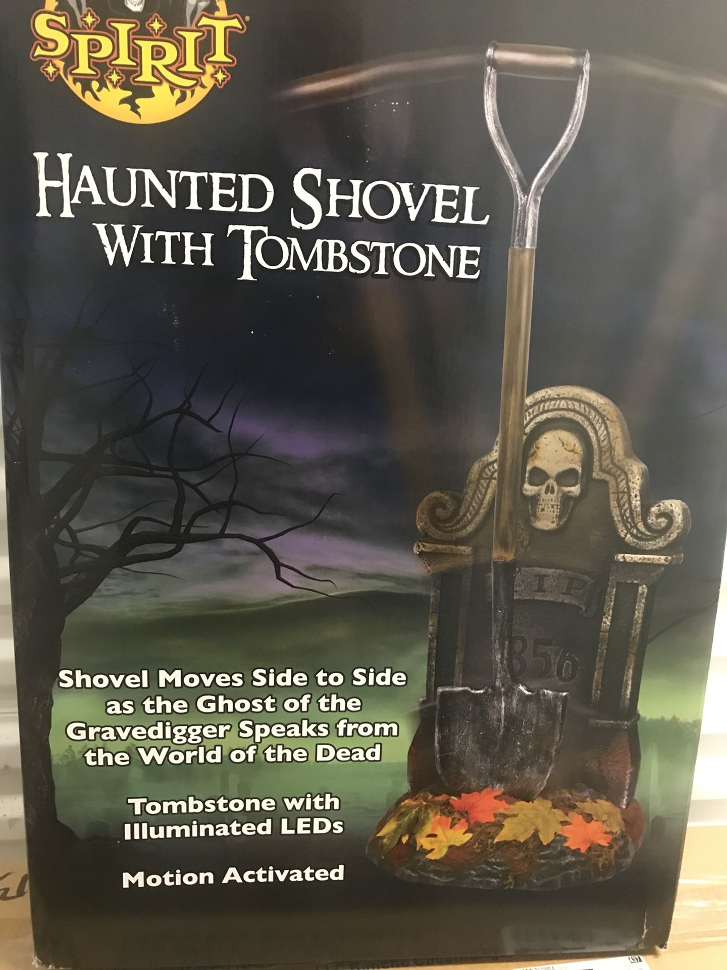 Halloween prop Haunted shovel with tombstone