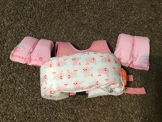 Pink whale kids swim vest