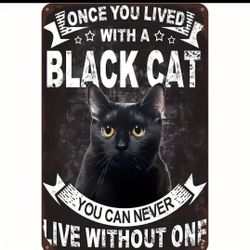 Once You’ve Lived With a Black Cat Metal Sign 8x12” – You Can Never Live Without