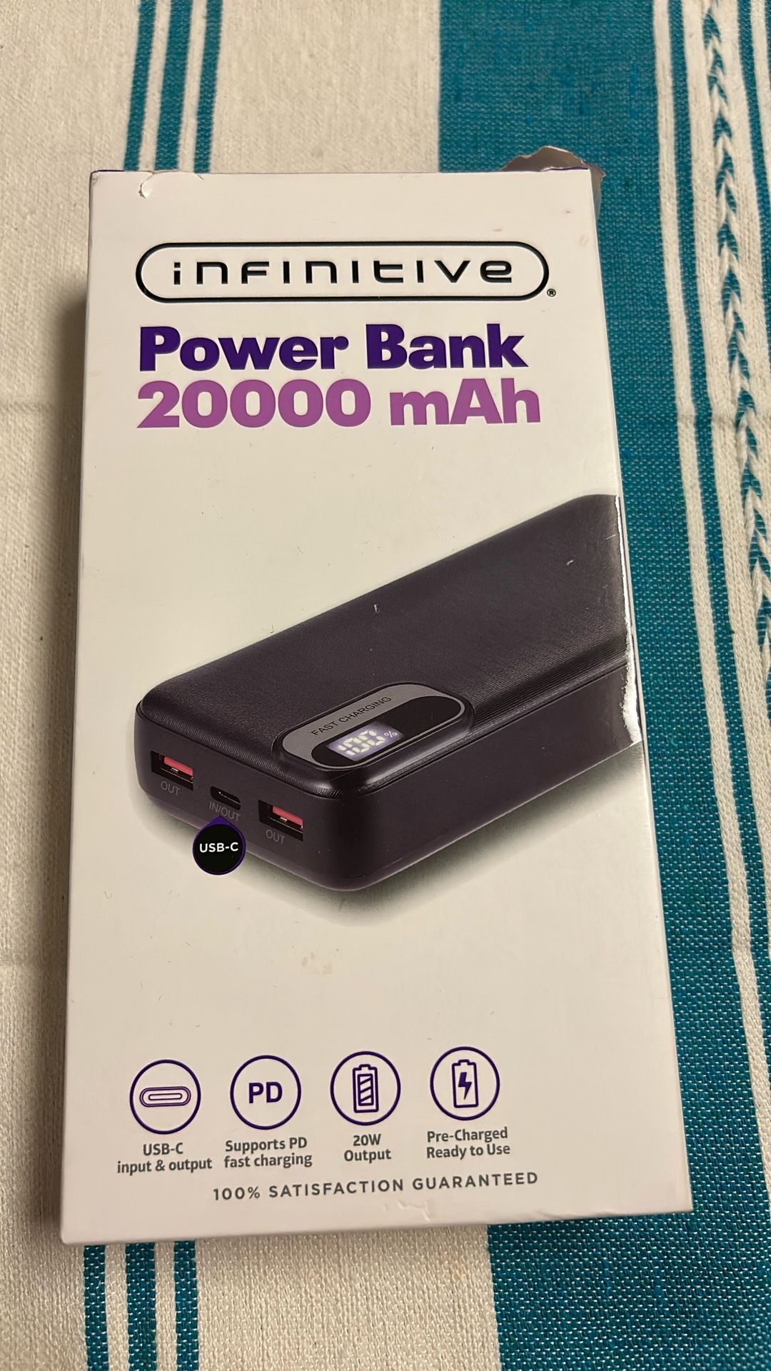 Infinitive Power Bank with a 20000 mAh capacity.