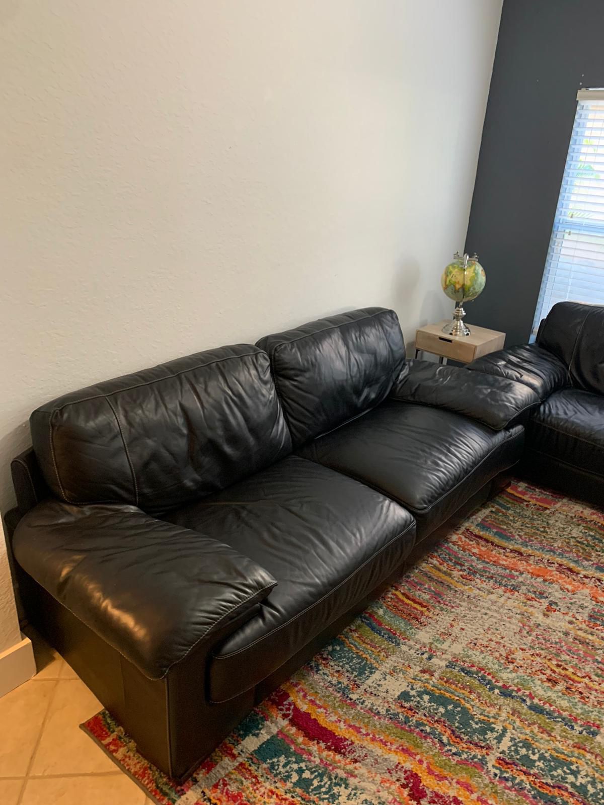 Black real leather sofa /couch