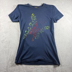 Vintage Lucky Brand Women’s Large Blue Floral T-Shirt Y2K #7A