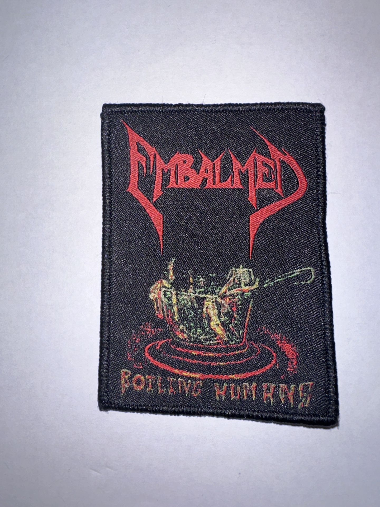 EMBALMED, BOILING HUMANS, SEW ON, WOVEN PATCH