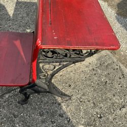Red Antique School Desk