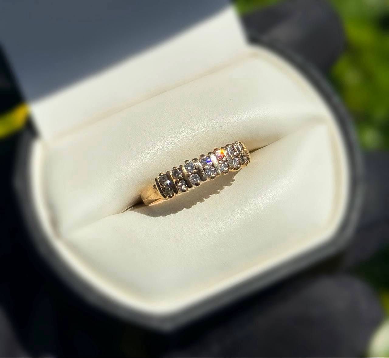 Jewelry 14k solid yellow gold natural diamonds 0.42CTW ring size 7.50