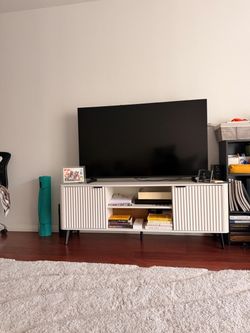 White Fluted TV Stand Media Console