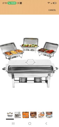 9Qt Chafing Dishes for Buffet, 4 Pack Silver 304 Stainless Steel Chafing Dish Sets, Food Warmers for Parties,Complete Buffet Servers and Warmers with 