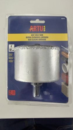 ARTU 4” In Tungsten Carbide Grit Hole Saw with Arbor and Pilot Bit