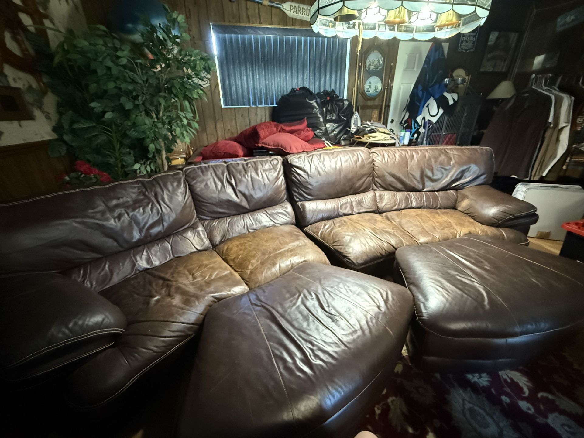 Leather Couch And Ottomans
