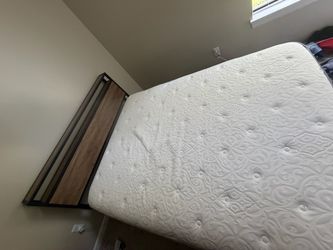 Queen Mattress with Metal and Wood Bed Frame