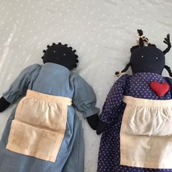 Vintage African American Folk Art Rag Dolls 