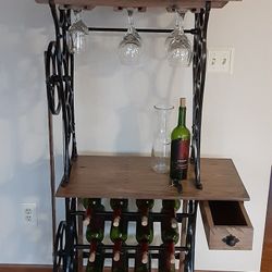 Vintage Handmade Wine Bar Rack