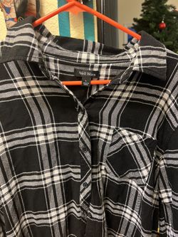 Size L Black And White Flannel Top Womens 