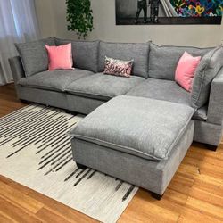 🎄Brand New Grey Fabric L Shape Sectional Couch❄️ | Pay After Delivery 