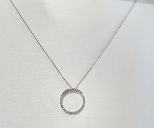 Diamond circle pendant with 14K chain
