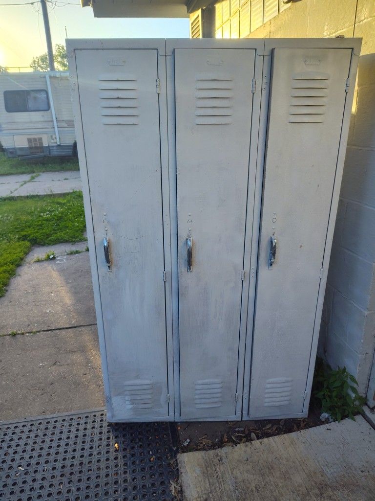 Metal Locker Has 3 Doors