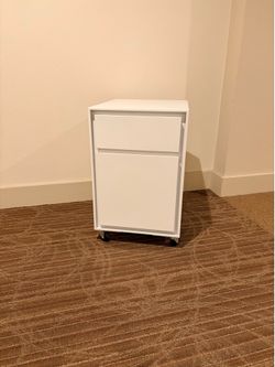 Crate & Barrel Mobile Filing Cabinet – White Modern Office Storage