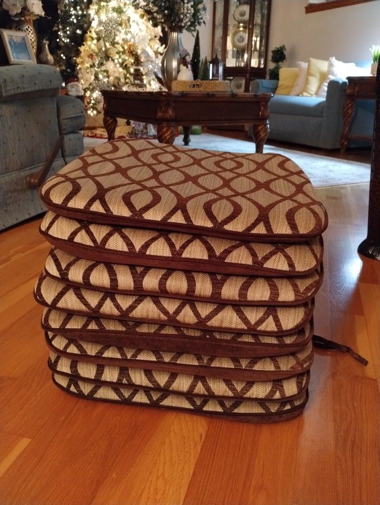 8 Brown Dining Room Chair Cushions
