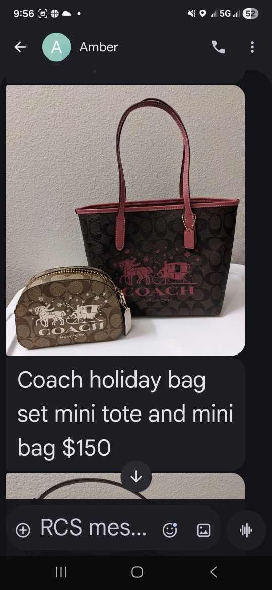 Coach Holiday Bag Set Mini Tote & Mini Bag