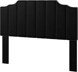 #A Queen Size Single Headboard, Queen Size Wall Mounted Velvet Headboard for Adjustable Bed, Modern Vertical Channel Design with Cushioned and Padded 