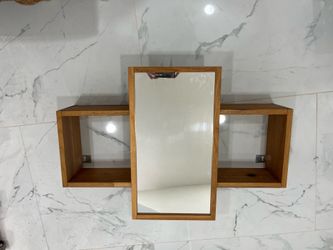 IKEA wood storage mirror