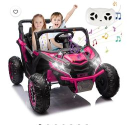 24V Electric Toy Car with UTV W/Parents Remote Control,2 Seater Kids Ride on Toys Truck with 4 wheels, USB, MP3, Bluetooth, LED Lights, Horn for Girls