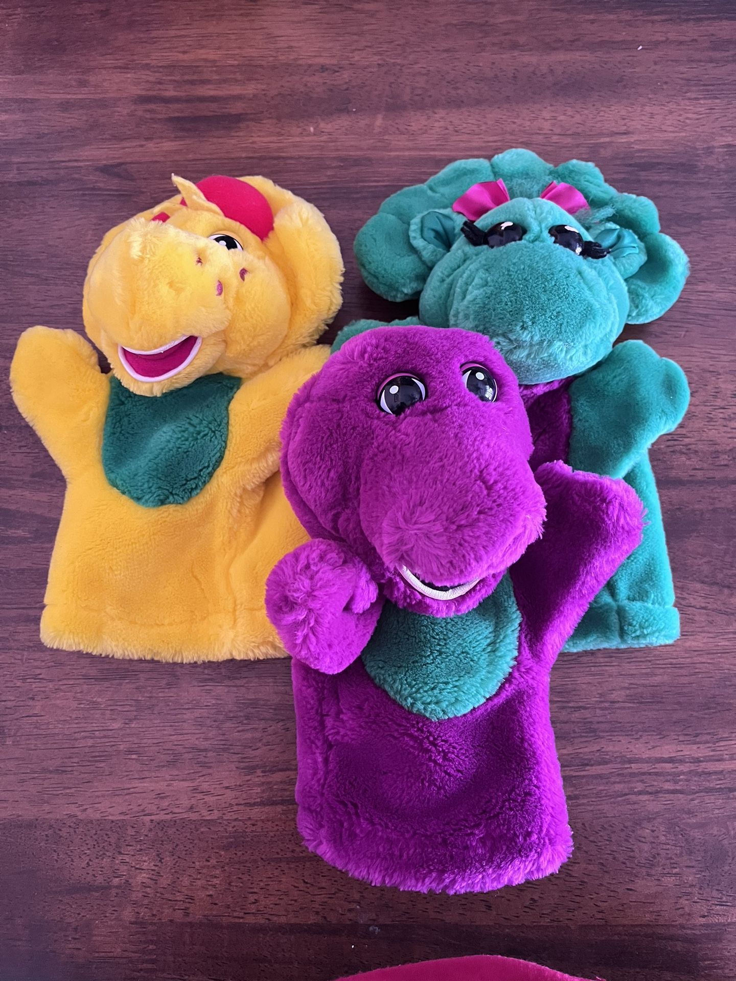 3 Barney The Dinosaur Hand , Baby Bop And BJ Hand Puppets