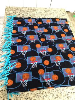 Handcrafted fleece blanket 3’x5’ basketballs