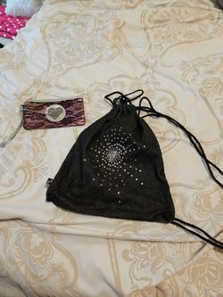 Bejeweled Drawstring Bag And Pink Dollhouse Brand Clutch