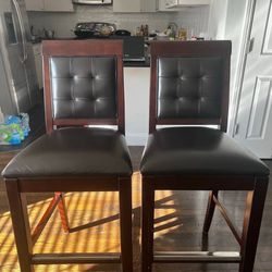 American Drew Leather Bar Stools and Dining Chairs