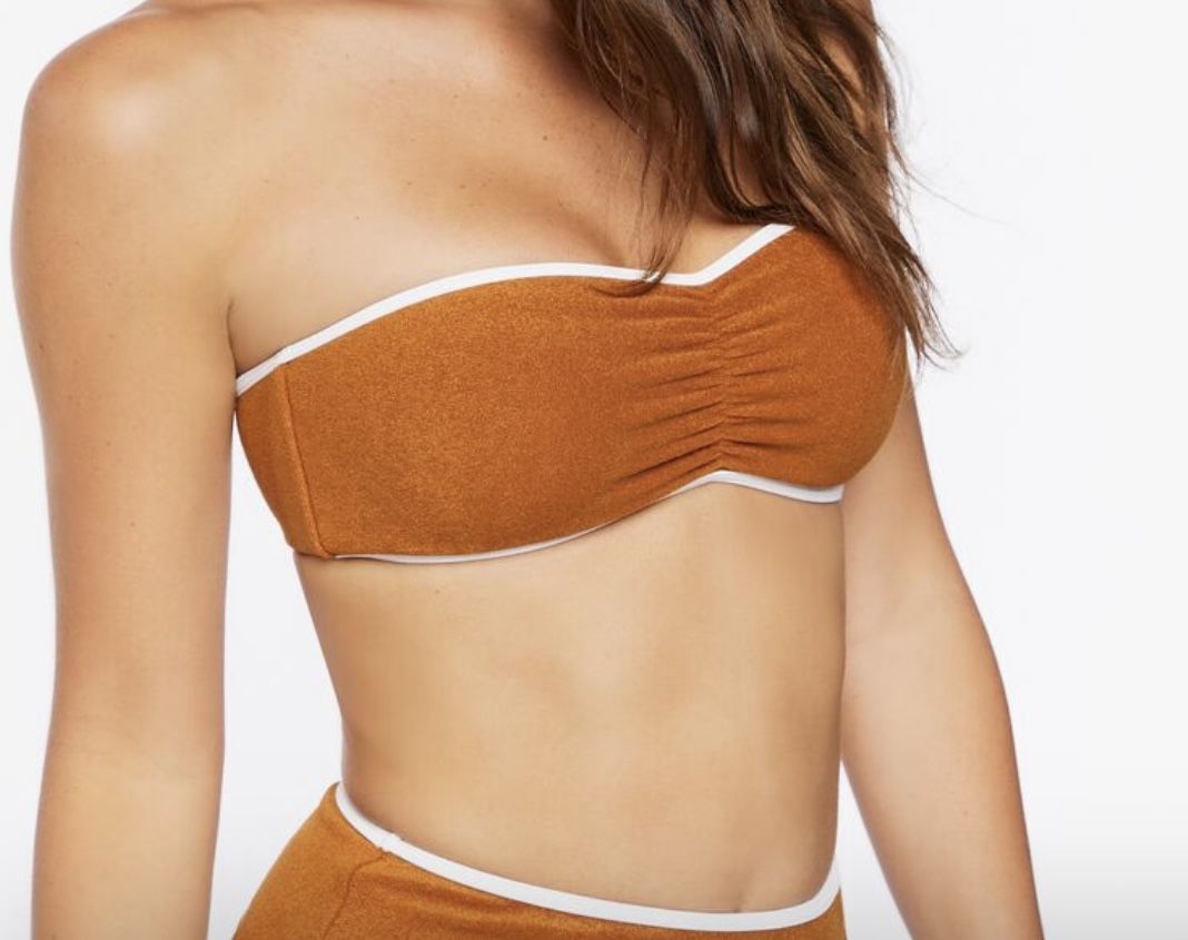 FOREVER 21 Maple Contrast-Trim Bandeau Bikini NWT