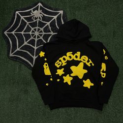 Sp5der Hoodie Black and Yellow