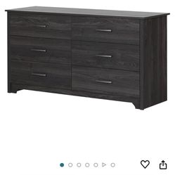 6 Drawer Wooden Dresser Chest Black 54”