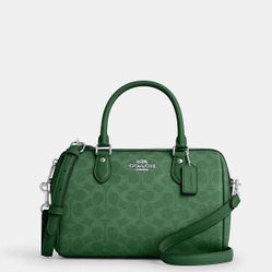 NWT Coach Rowan Satchel Bag In Signature Canvas Bright Jade Green CV961
