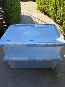 Blue storage bins