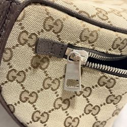 GUCCI Monogram Dollar Calfskin Waist Pouch Beige Ebony Testa di Moro Marrone Scuro