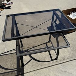 Glass And Metal Desk With Pull Out Tray