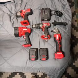 Lot Of 4 20volt Bauer Tools With 2 Batteries And Charger
