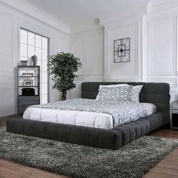 Brand New Dark Grey Upholstered Bed with USB