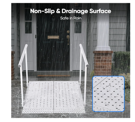 Folding Wheelchair Ramp with Handrails for Steps – Heavy Duty Threshold Ramp 500lbs