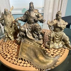 Vintage Bronze Statues 3 large Chinese Warriors intricate bronze artwork. Purchased in China.