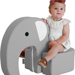 Children's Factory Emmy The Elephant Seat, Gray Foam Kids Stool, Toddler Soft Seating Chair for Daycare, Preschool and Home, Lightweight and Easy to C